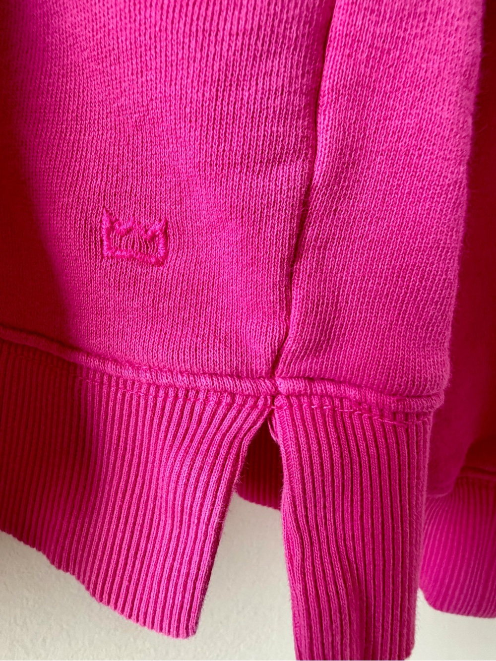 Boutique Hot Pink Raw Edge Hoodie | Relaxed Casual Sweatshirt | Size Large - Picture 7 of 8